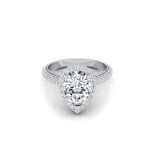 CLASSIC 2CT PEAR ENGAGEMENT RING WITHN HALF ETERNITY BAND