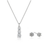 3 DIAMOND DROP STYLE PENDANT WITH MATCHING  BRILLIANT STUD SOLITAIRES