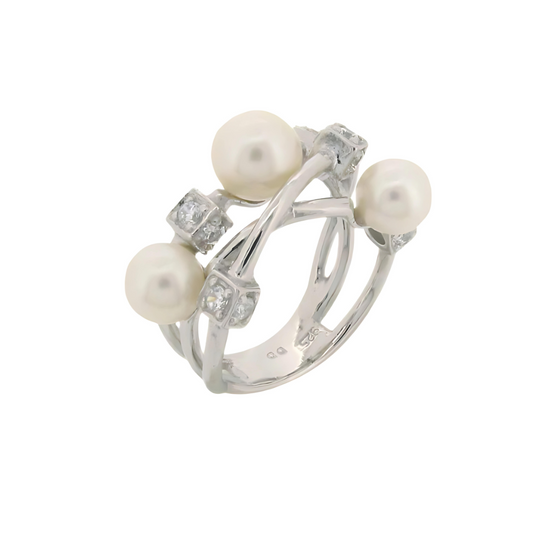 PEARL AND BRILLIANT DRESS RING