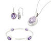 AMETHYST BEZEL BANGLE WITH MATCHING PENDENT AND DROP EARRINGS