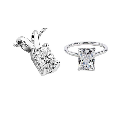 RADIANT CUT SOLITAIRE RING WITH MATCHING PENDANT