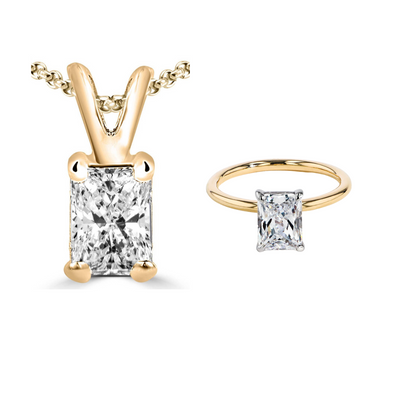 RADIANT CUT SOLITAIRE RING WITH MATCHING PENDANT