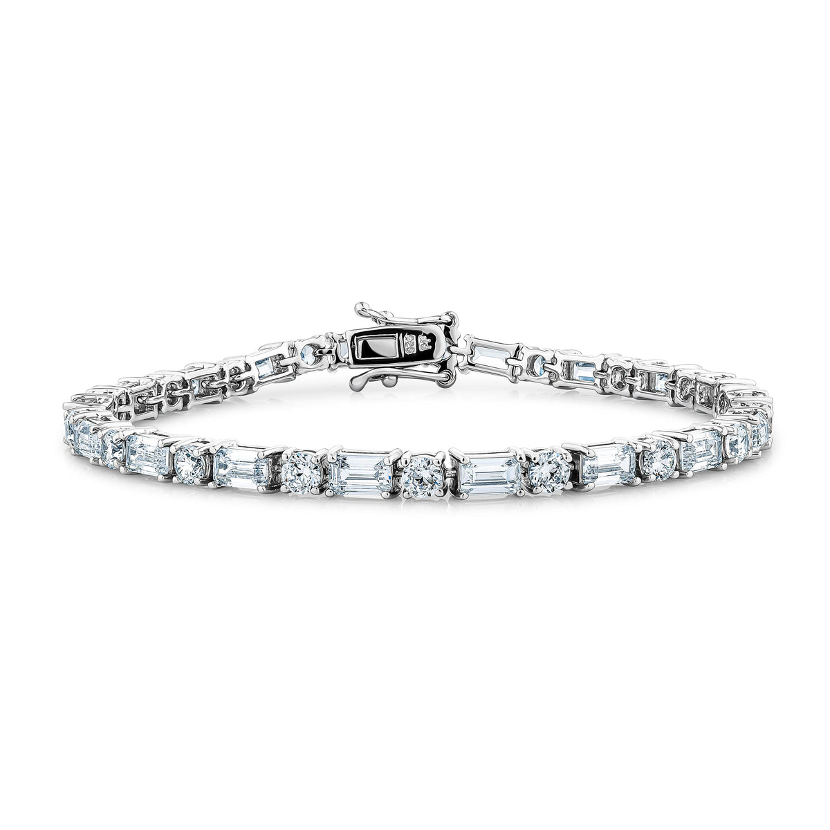 MEN'S BAGUETTE & BRILLIANT CUT TENNIS BRACELET - SILVER