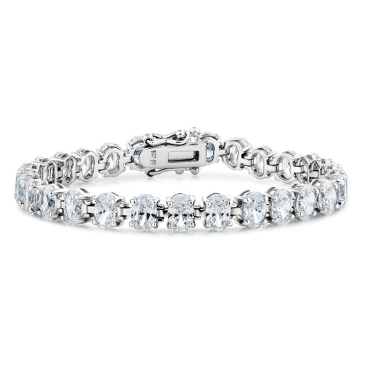 MENS 6MM OVAL CUT TENNIS BRACELET - WHITE GOLD