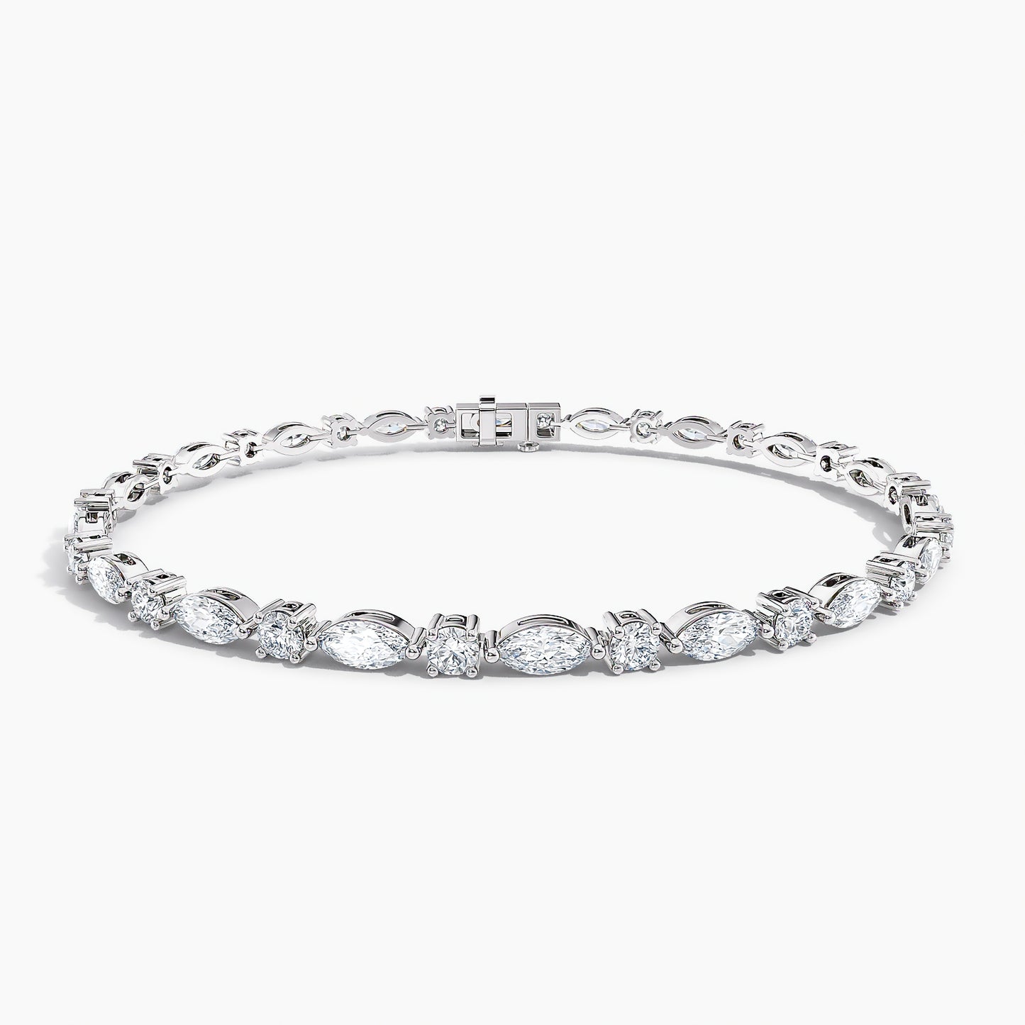 MARQUISE & BRILLIANT CUT TENNIS BRACELET-WHITE GOLD