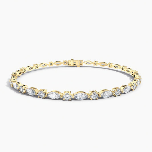 MARQUISE & BRILLIANT CUT TENNIS BRACELET - GOLD