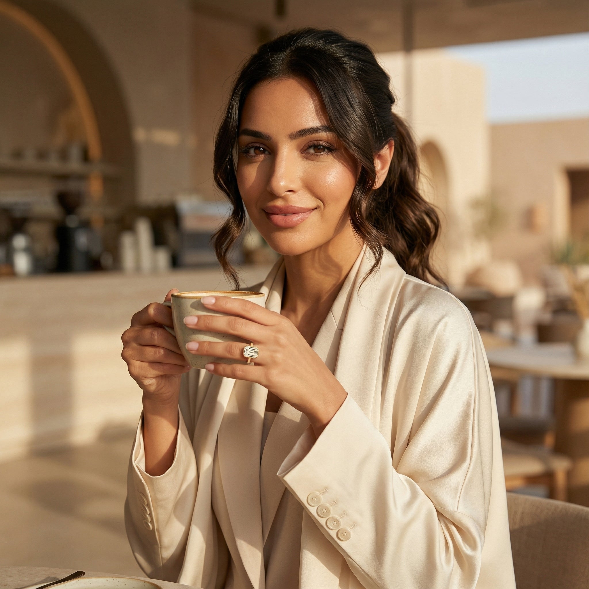 خاتم آيلا مويسانيت – ذهبي – لون D – VVS1