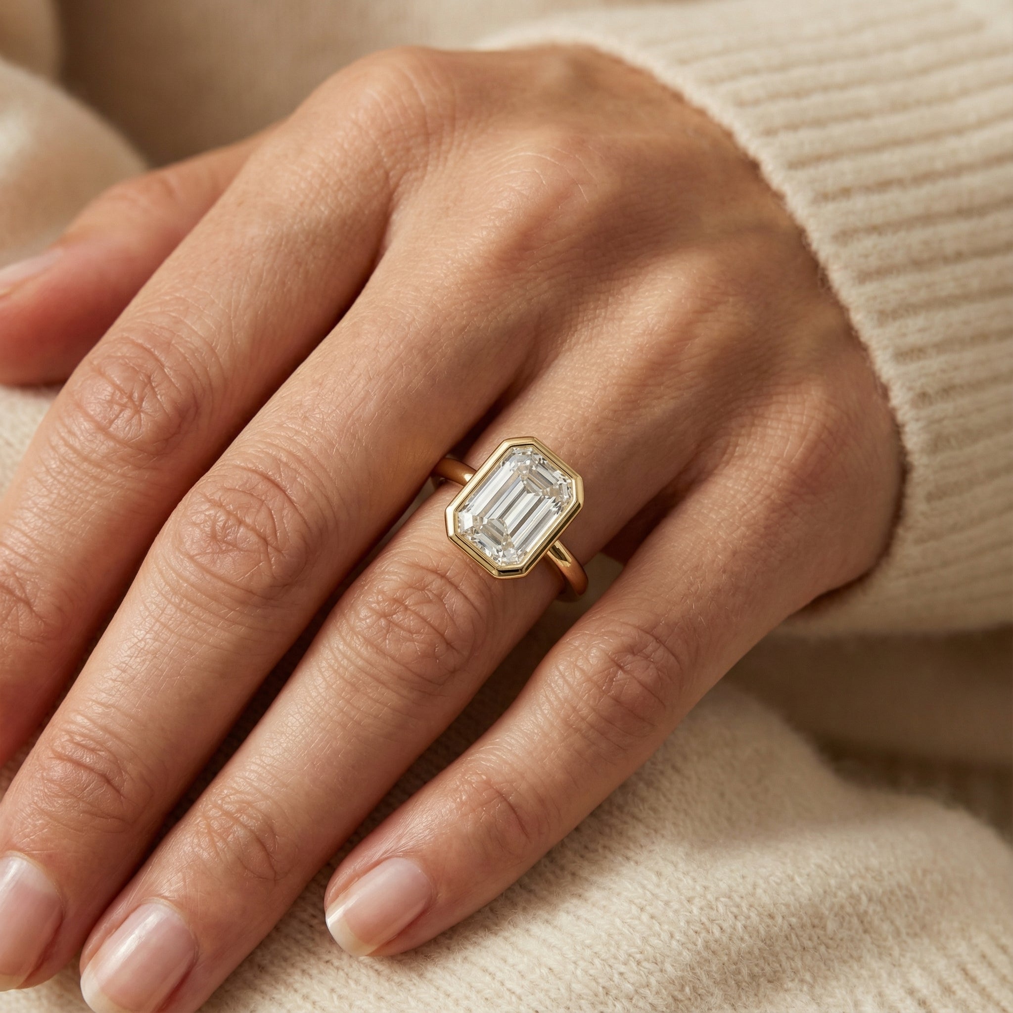 خاتم آيلا مويسانيت – ذهبي – لون D – VVS1