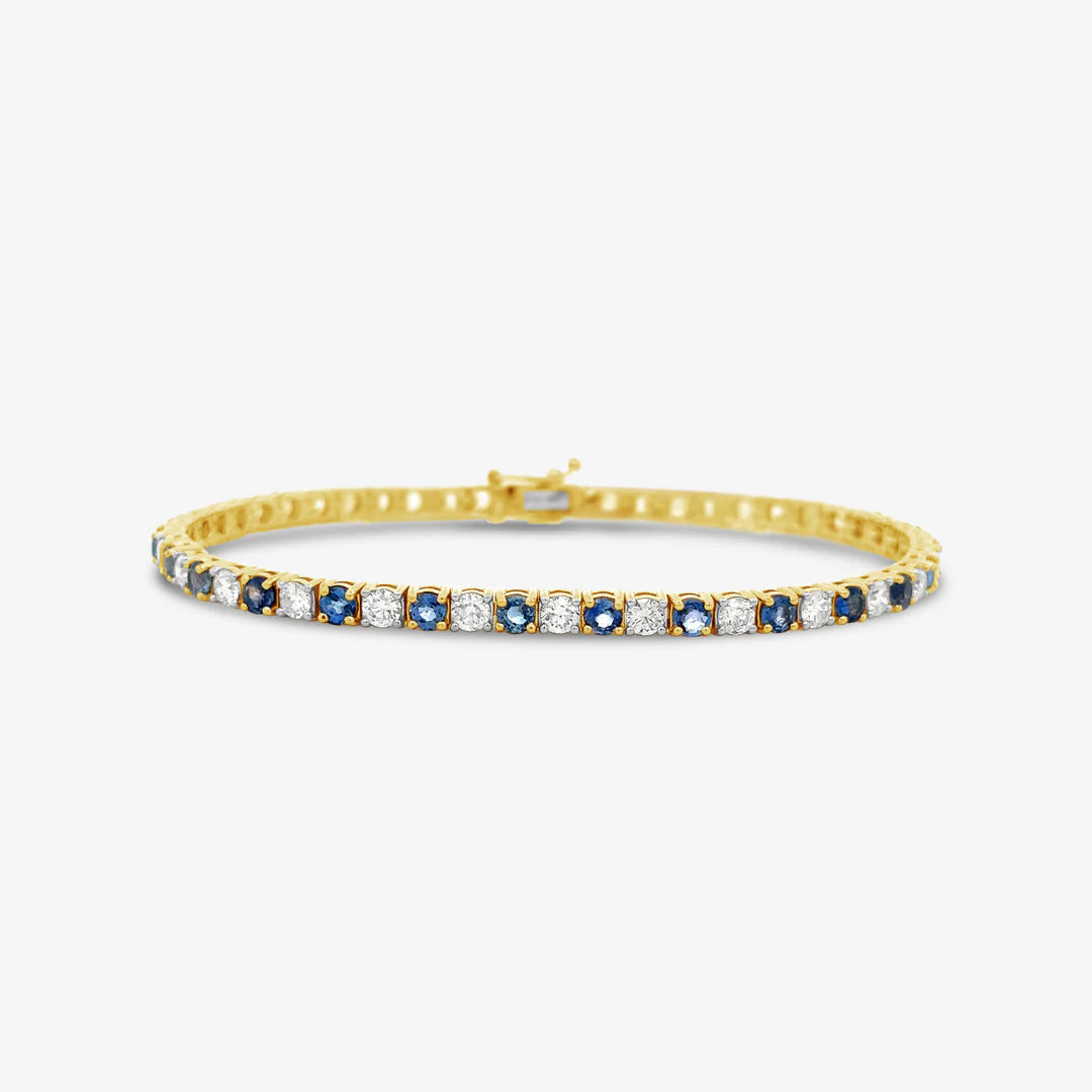 BLUE SAPPHIRE & DIAMOND BRILLIANT TENNIS BRACELET