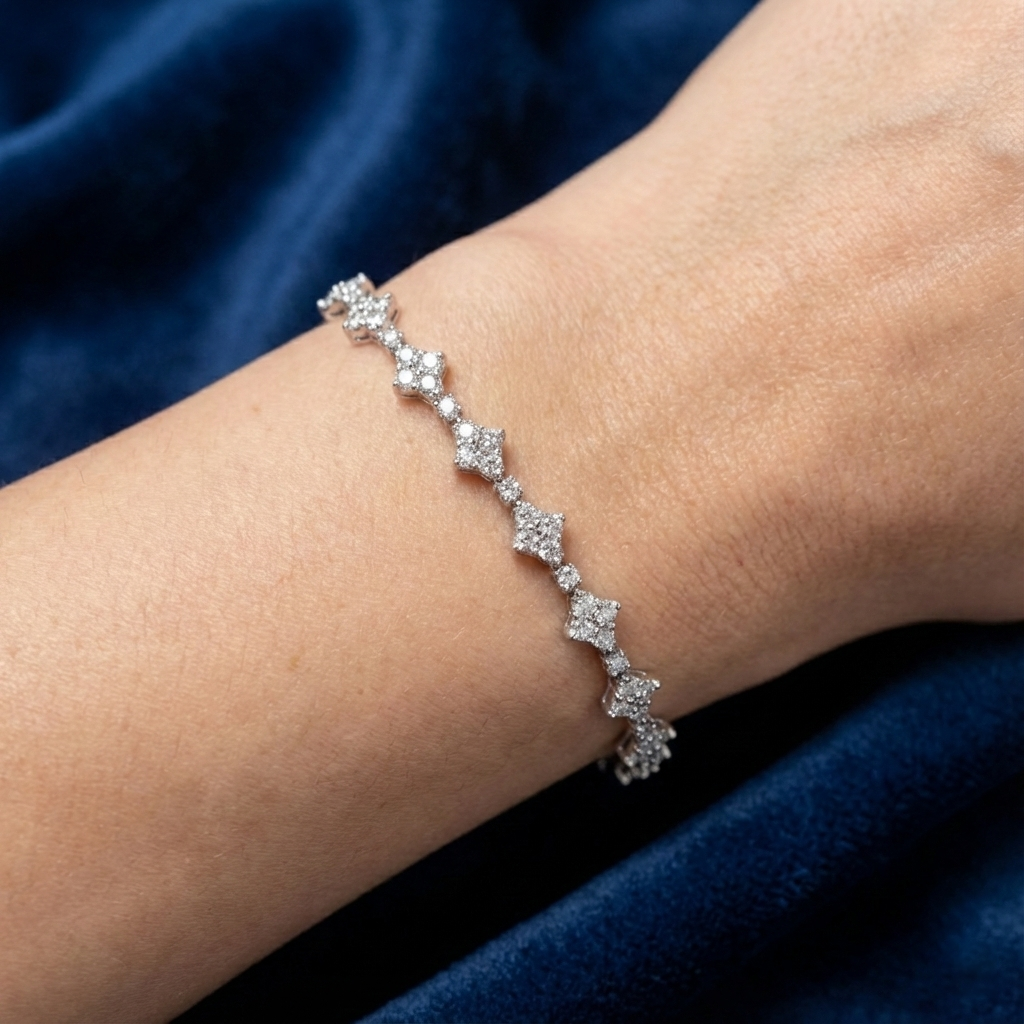 سوار رانيا من المويسانيت – ذهب أبيض – لون D – VVS1