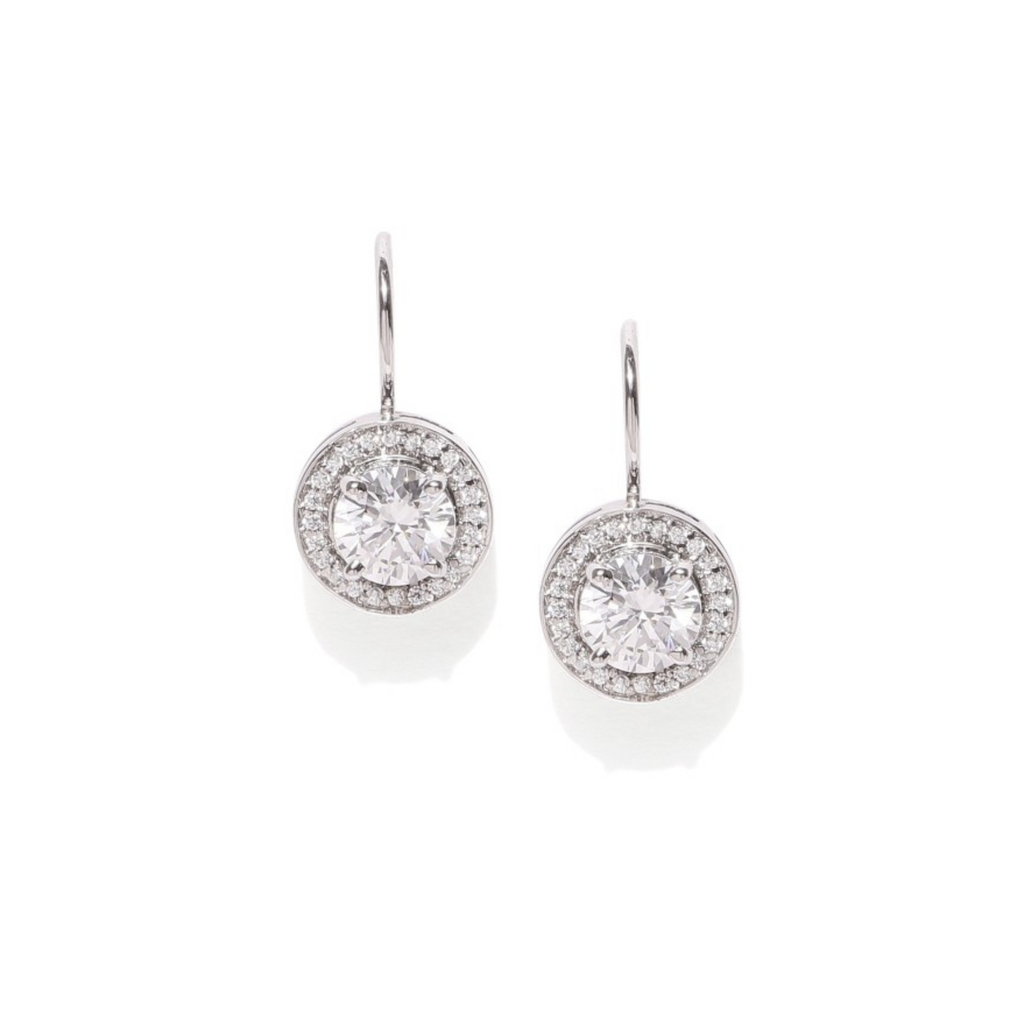 CIRCLE BEZEL ROUND BRILLIANT DROP SHEPHERDS HOOK EARRING