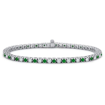 EMERALD  & CLEAR BRILLIANT TENNIS BRACELET