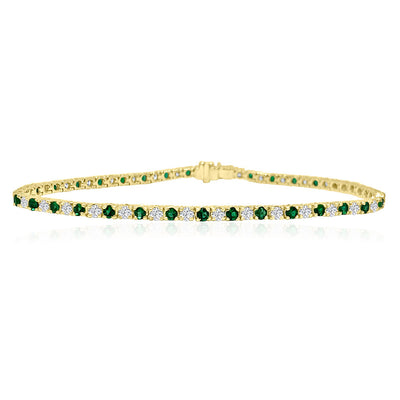 EMERALD  & CLEAR BRILLIANT TENNIS BRACELET