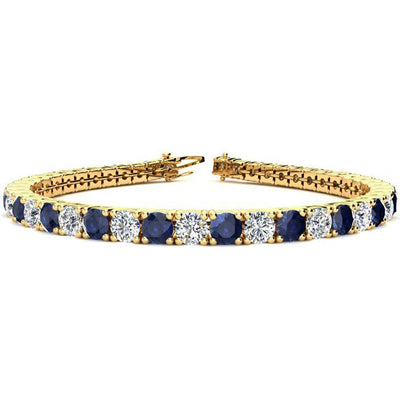 BLUE SAPPHIRE & ALTERNATING CLEAR BRILLIANT TENNIS BRACELET