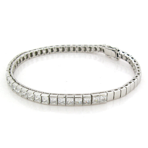 SEMI BEZEL PRINCESS TENNIS BRACELET