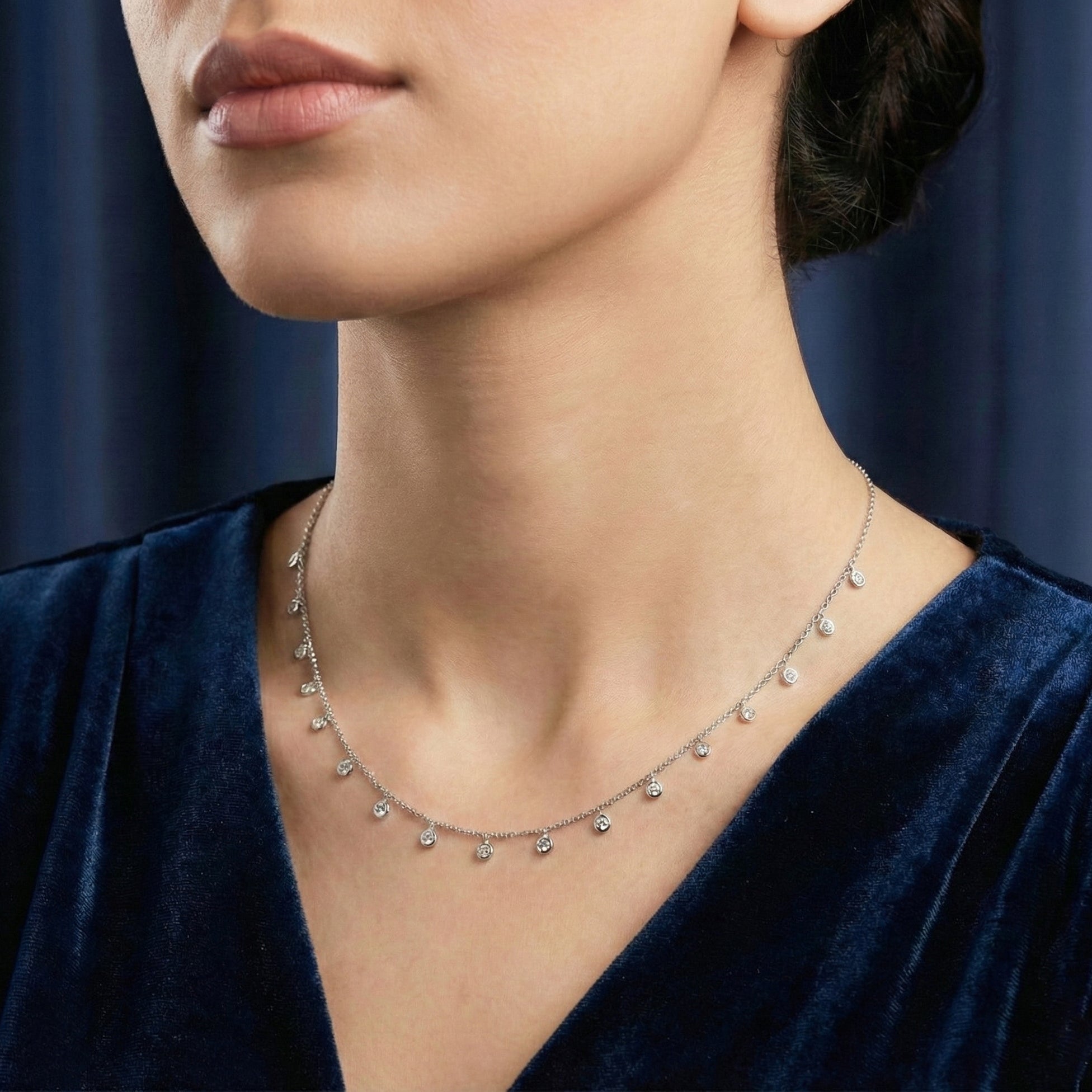 قلادة لين الميسانيت المتدلية – ذهب أبيض – لون D – VVS1