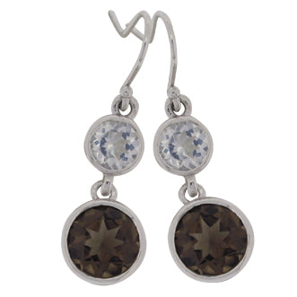 DOUBLE ROUND BRILLIANT DROP HOOK EARRINGS