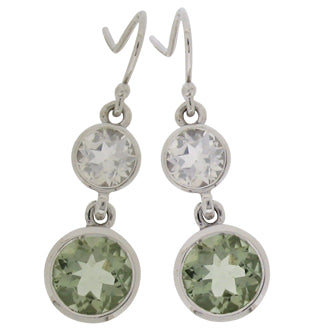DOUBLE ROUND BRILLIANT DROP HOOK EARRINGS