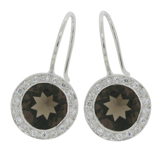 CIRCLE BEZEL ROUND BRILLIANT DROP SHEPHERDS HOOK EARRING