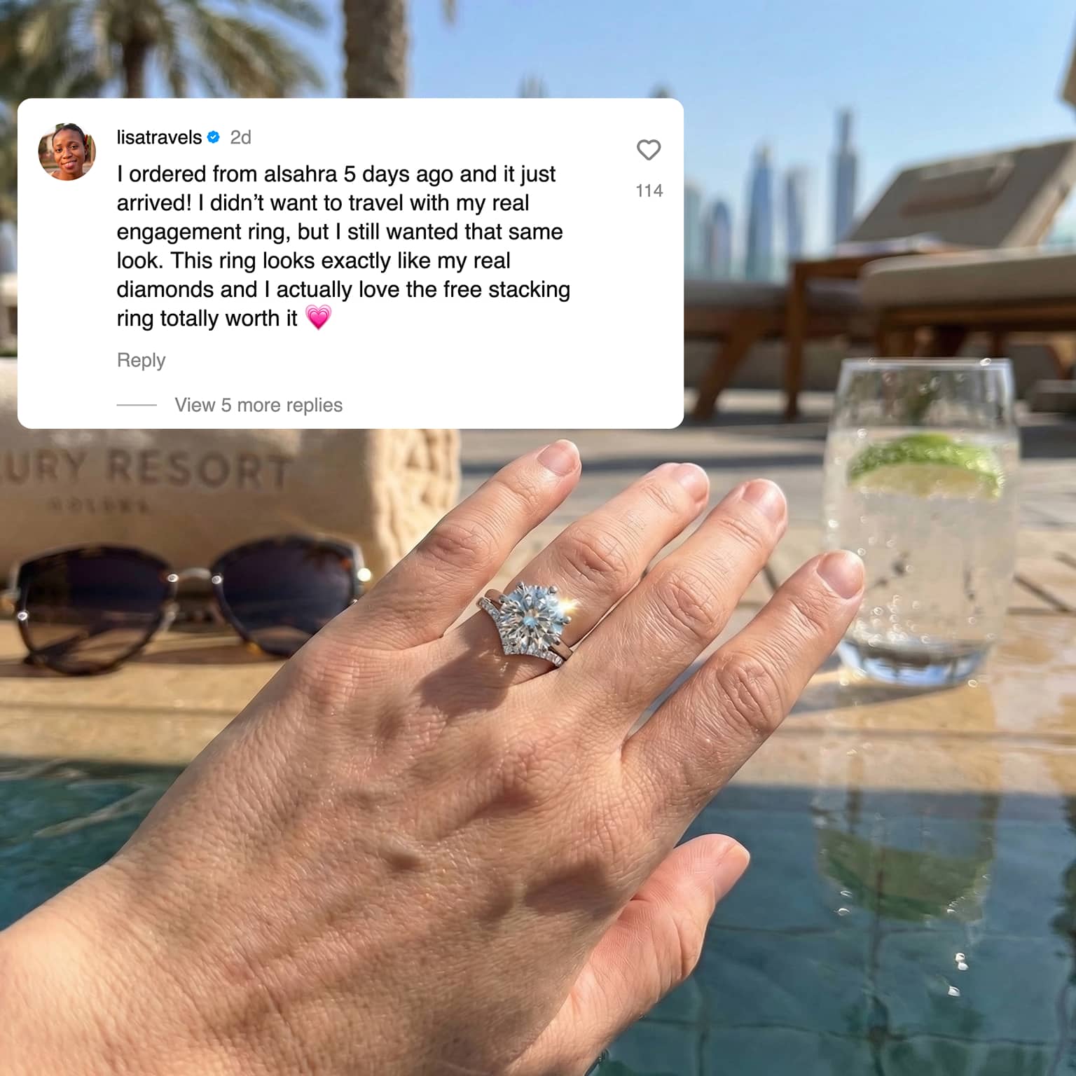 خاتم هالا مويسانيت 5 قيراط