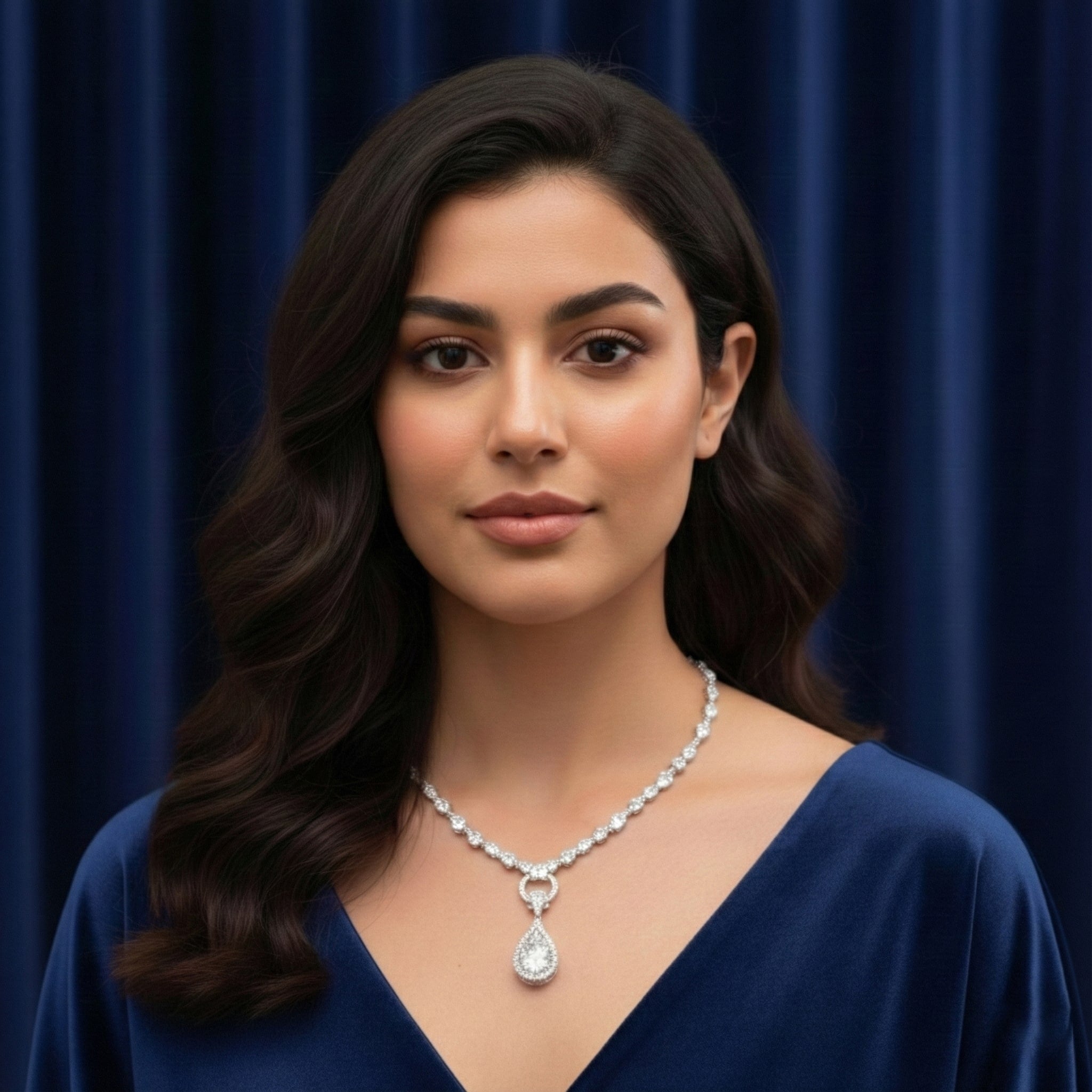 قلادة رايان من الموزانيت – ذهب أبيض – لون D – VVS1