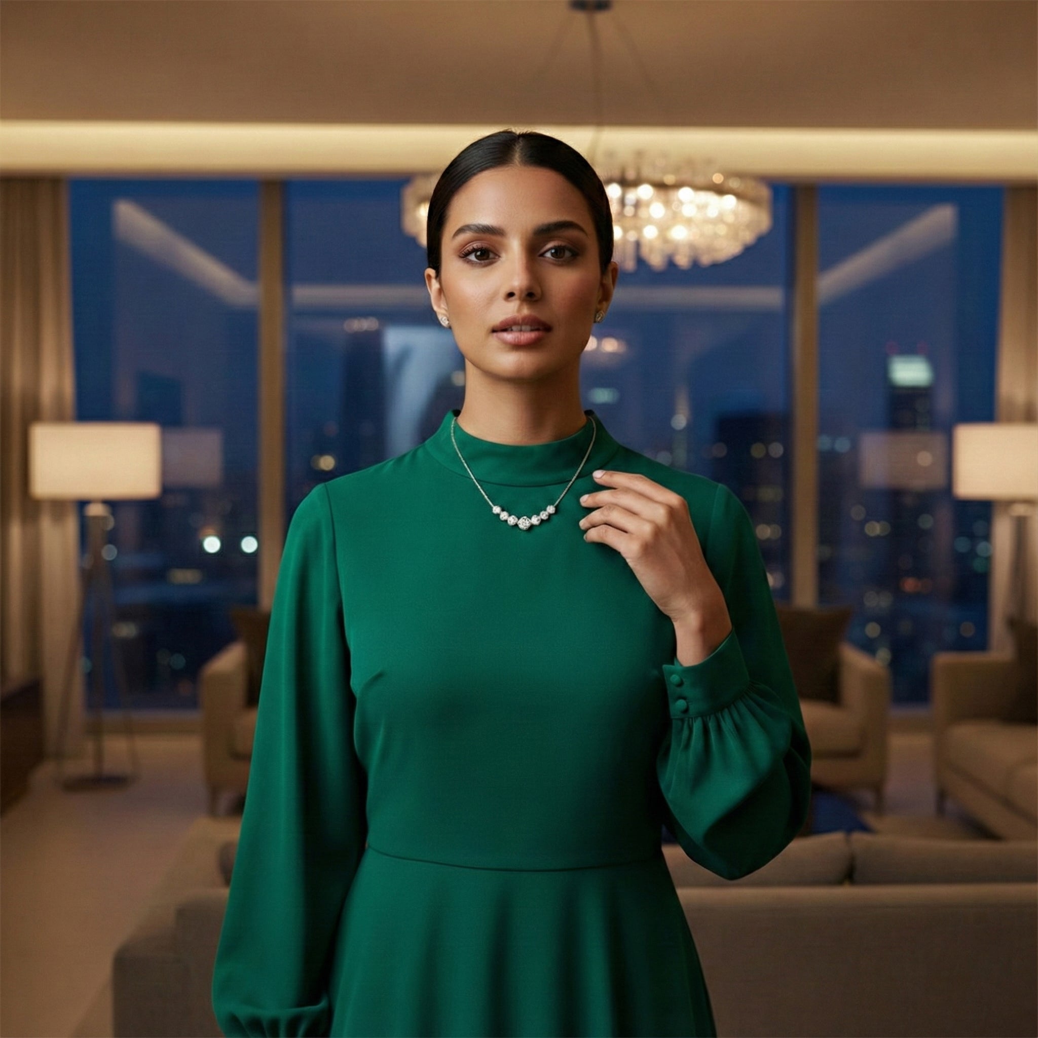 قلادة ميرا مويسانيتي على شكل حرف U - ذهب أبيض - لون D - VVS1