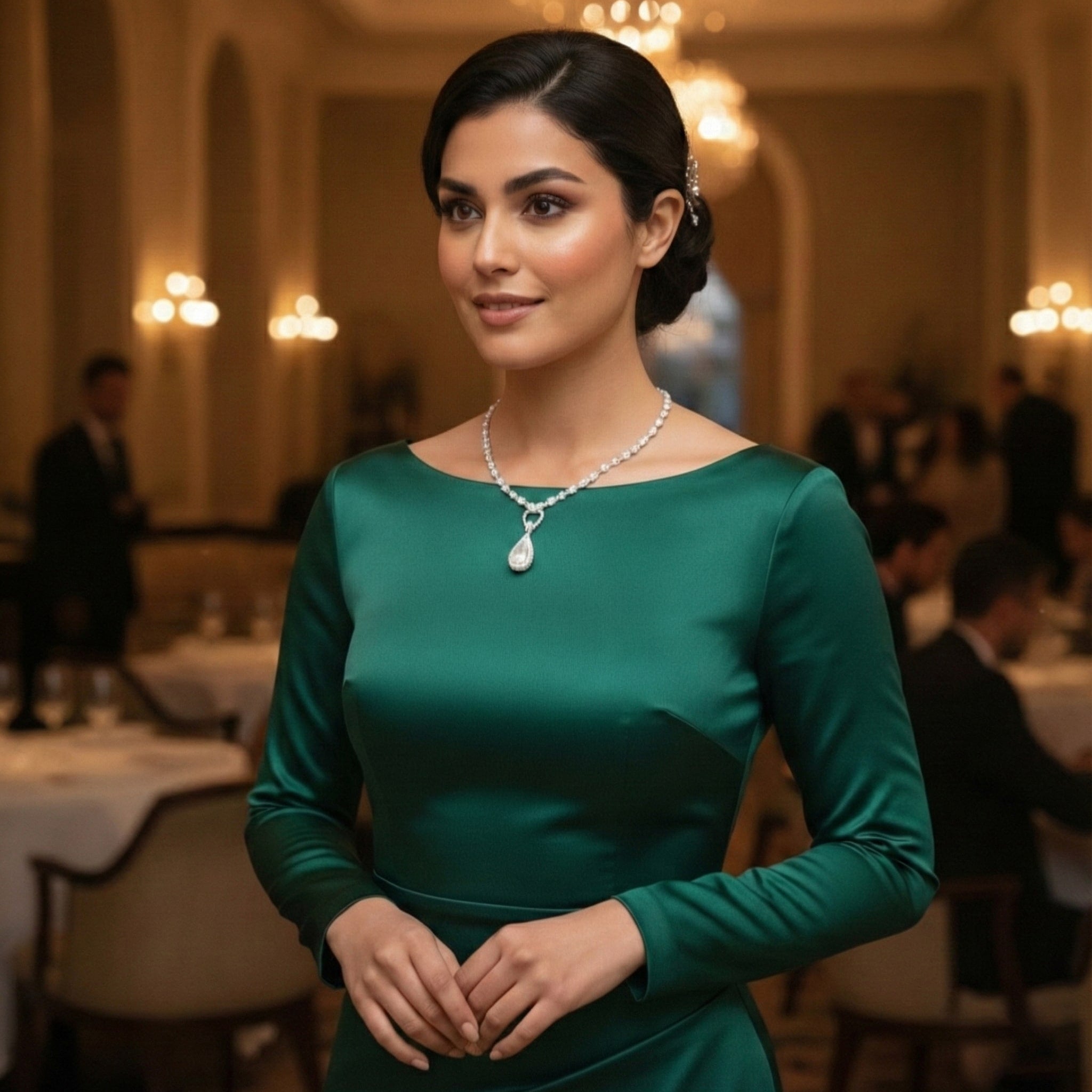 قلادة رايان من الموزانيت – ذهب أبيض – لون D – VVS1