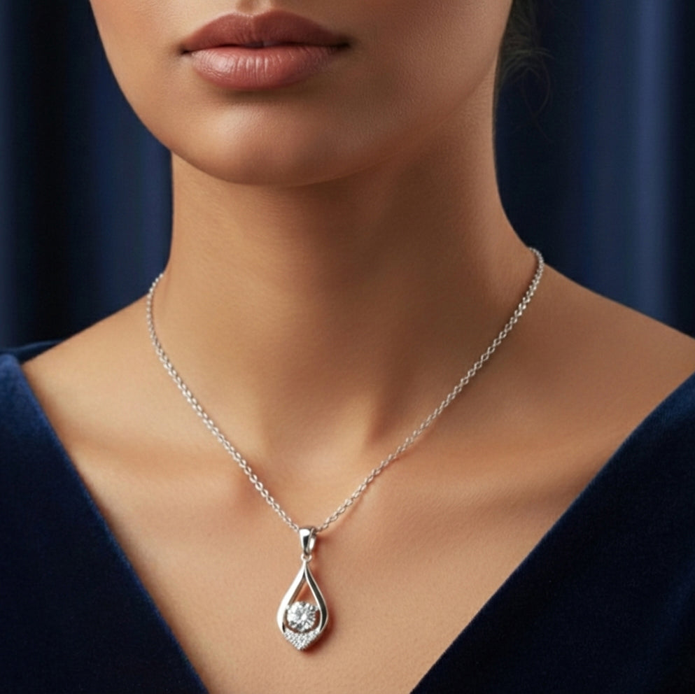 قلادة دانا الميسانيت المتدلية - ذهب أبيض - لون D - VVS1