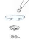 BEZEL CUFF BRACELET  WITH MATCHING PENDANT, RING AND  BRILLIANT BEZEL EARINGS