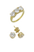 3-STONE ROUND PRONG SET RING AND MATCHING SOLITAIRE STUD EARRINGS
