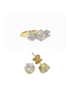 3-STONE BRILLIANT RING WITH MATCHING SOLITAIRE STUD BRILLIANT EARRINGS