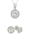 HALO BRILLIANT STONE PENDANT  WITH MATCHING  HALO STUD EARRINGS