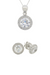 HALO BRILLIANT STONE PENDANT  WITH MATCHING  HALO STUD EARRINGS
