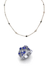 BLUE SAPPHIRE MEGA WATERFALL RING WITH MATCHING DIAMOND BY THE YARD NECKLACE