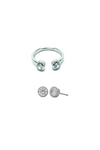 CUFF BEZEL SET RING WITH MATCHING STUD EARRINGS