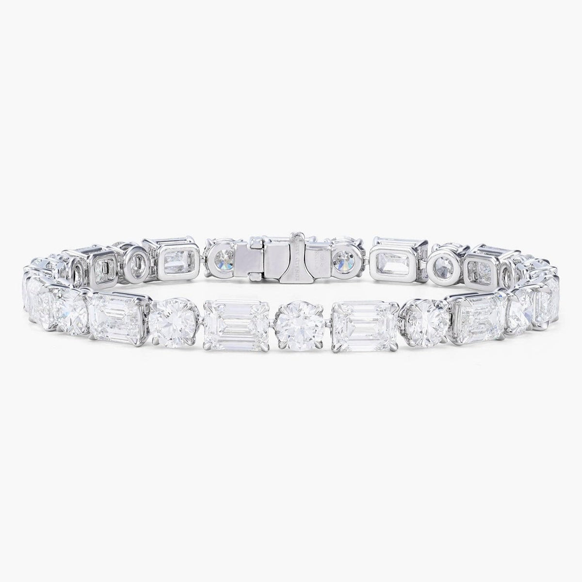 MEN'S BAGUETTE & BRILLIANT CUT TENNIS BRACELET - SILVER