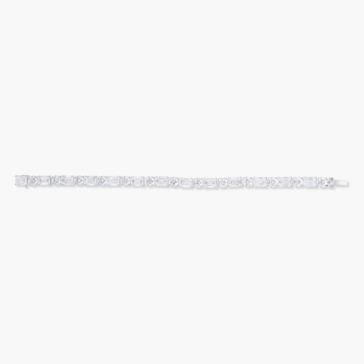 MEN'S BAGUETTE & BRILLIANT CUT TENNIS BRACELET - SILVER