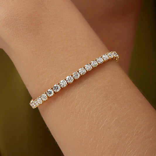 3.25MM ROUND CUT TENNIS BRACELET -  GOLD