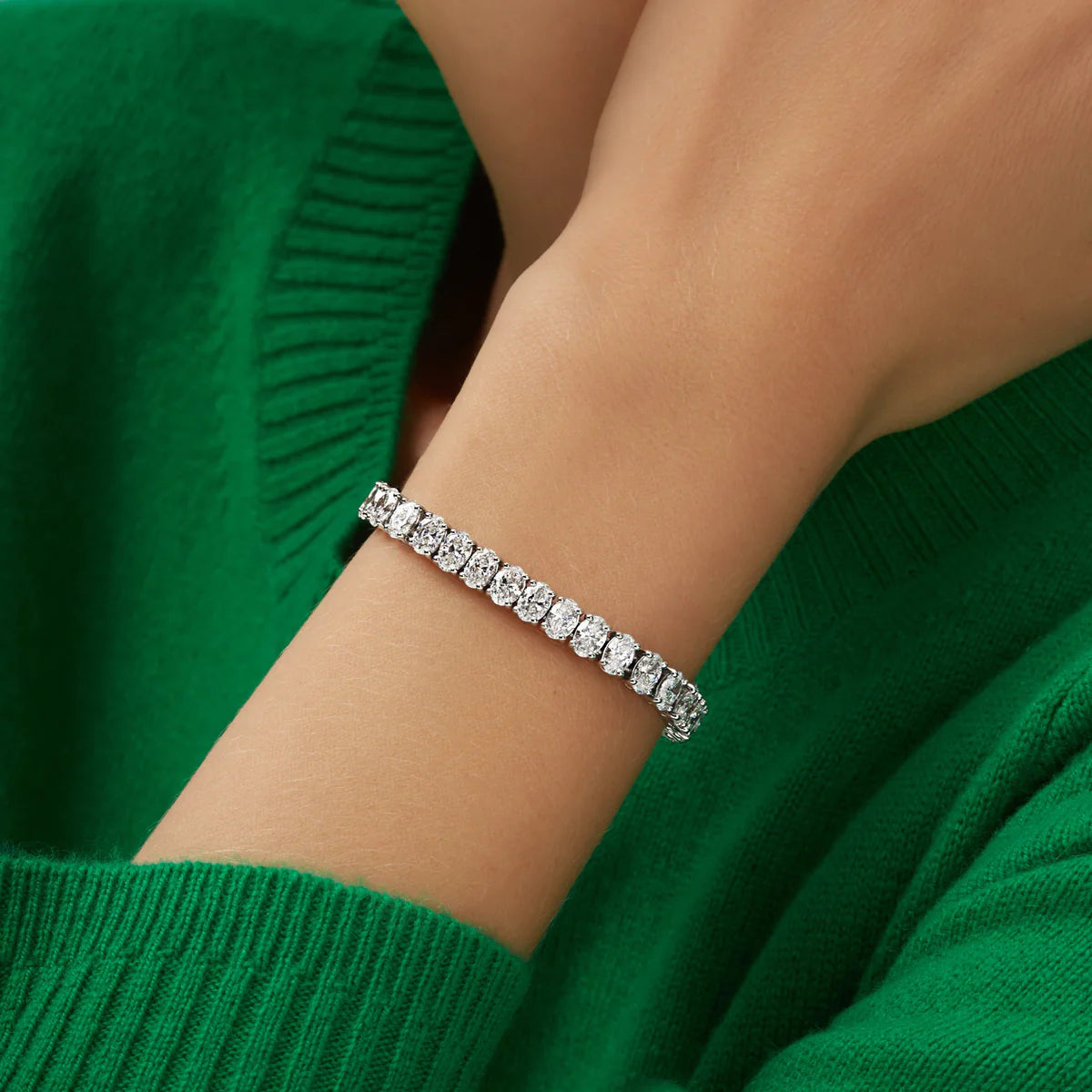 6MM OVAL CUT TENNIS BRACELET - WHITE GOLD