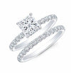 PRINCESS CUT HALO DIAMOND ENGAGEMENT RING WITH MATCHING 3/4 ETERNITY BAND