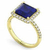 BLUE SAPPHIRE PRINCESS CUT HALO RING