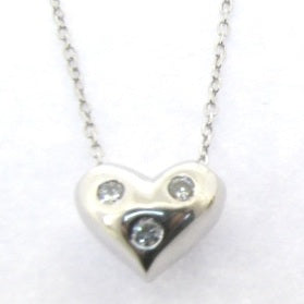 SOLID HEART PENDANT WITH 3 DIAMOND SIMULANT STONES