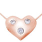 SOLID HEART PENDANT WITH 3 DIAMOND SIMULANT STONES