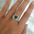 PRINCESS CUT HALO EMERALD RING WITH MATCHING 3/4 ETERNITY BAND