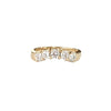 CUSHION CUT RING WITH SIDE DIAMONDS & FIVE STONE CURVED BAND