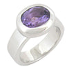 AMETHYST OVAL  BEZEL SET DRESS RING