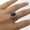 OVAL CUT SAPPHIRE RING WITH MATCHING V SHAPPED BAND