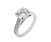 PAVE AND PRONG SET BRILLIANT RINGWITH MATCHING  MILGRAIN SETTING BAND