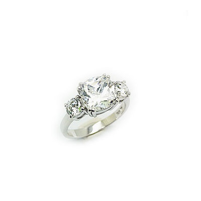 CUSHION CUT ENGAGEMENT RING WITH SIDE DIAMONDS & FIVE STONE CURVED BAND