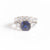 SAPPHIRE CUSHION CUT ENGAGEMENT RING WITH SIDE DIAMONDS AND FIVE STONE CURVED BAND